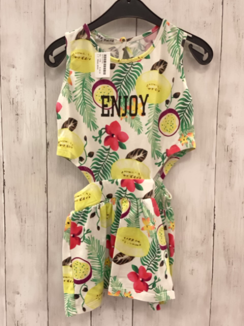 Miss ebito  Playsuit  Gr. 116  weiß Früchte Blätter 
