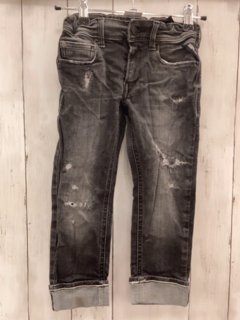 Replay  Hose  Gr. 110  grau Jeans Umschlag Bund verstellbar 