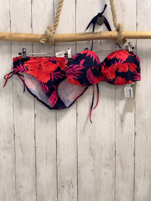 neu  Bikini  Gr. 36  dunkelblau rote Blumen pink Blätter NP 24,99 + 14,99 