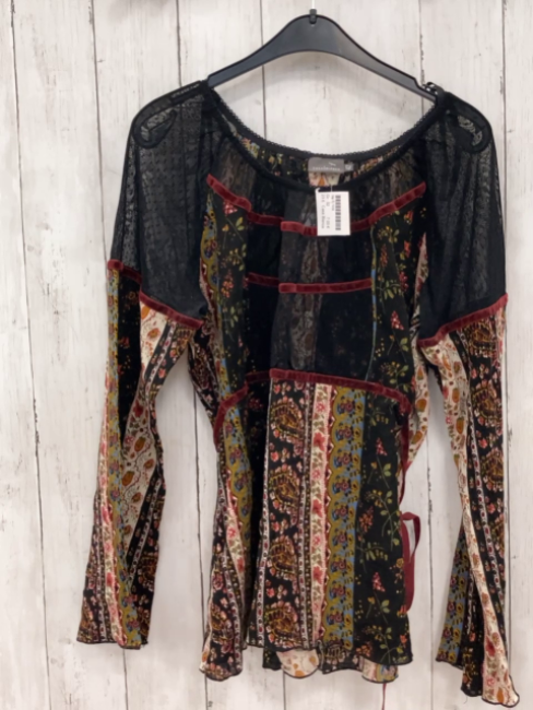 Casa Blanca Bluse Gr. 42  schwarz ocker rot gemustert
