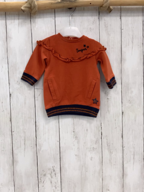 Pre Natal  Pullover  Gr. 56  rost blauer Bund mit rost Glitzerstreifen Rüschen 