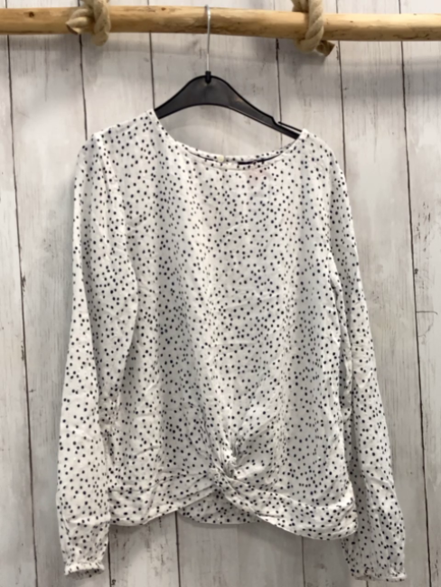 S´Oliver Bluse Gr. 152  weiß silber Glitzerfäden blaue Punkte