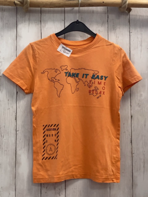   T-Shirt  Gr. 134/140  orange Landkarte 