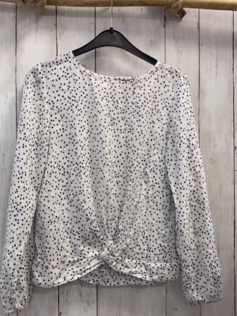 S´Oliver  Bluse  Gr. 152  weiß slber Streifen schwarz Punkte 