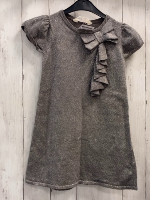 H&M  Kleid  Gr. 110  grau silber Glitzer große Schleife 