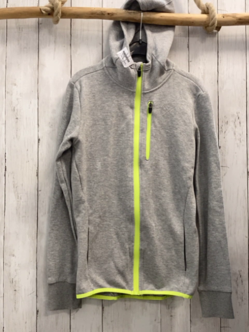 Vingino  Sweatjacke  Gr. 158/164  grau Kapuze hellgrüne Reißverschlüsse 