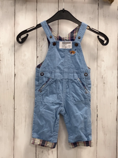 Sergent major  Latzhose  Gr. 68  hellblau Kord gefüttert karierter Umschlag + Futter