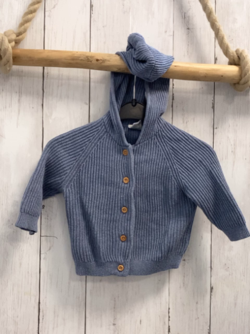 Alana Strickjacke  Gr. 62  hellblau Rippen Kapuze 