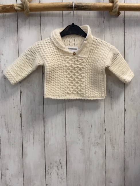   Pullover  Gr. 74  weiß Streifek Zöpfe Rauten 