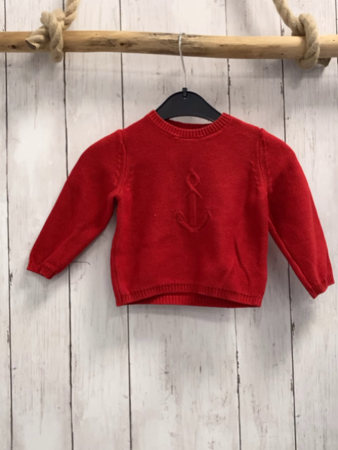 Petit Bateau  Pullover  Gr. 74  rot Strick Anker 