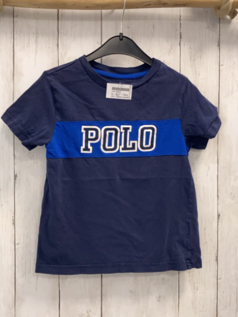 Ralph Lauren  T-Shirt  Gr. 110  dunkelblau blauer Bruststreifen mit weiß blauer Schrift 