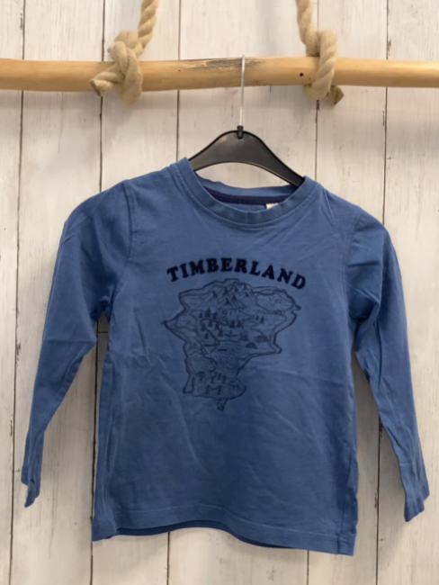 Timberland  Langarmhirt  Gr. 116  blau Landkarte Schrift 