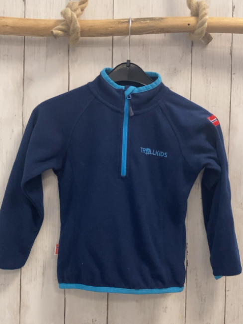 Trollkids  Pullover  Gr. 110  blau hellblauer Bund Reißverschluss 