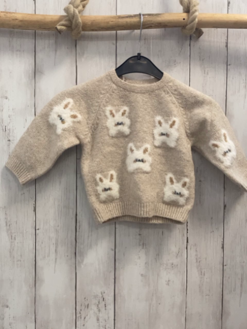 Zara  Pullover  Gr. 80  beige Strick Tierköpfe 