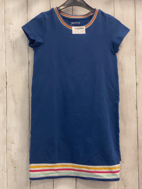 Jako-o  Kleid  Gr. 128  blau bunter Streifenbund 