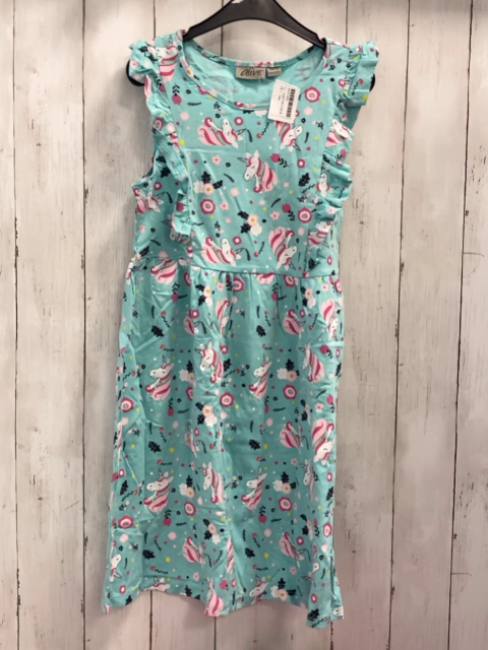 neu Kleid  Gr. 134/140  mint Einhörner Blumen Rüschen 