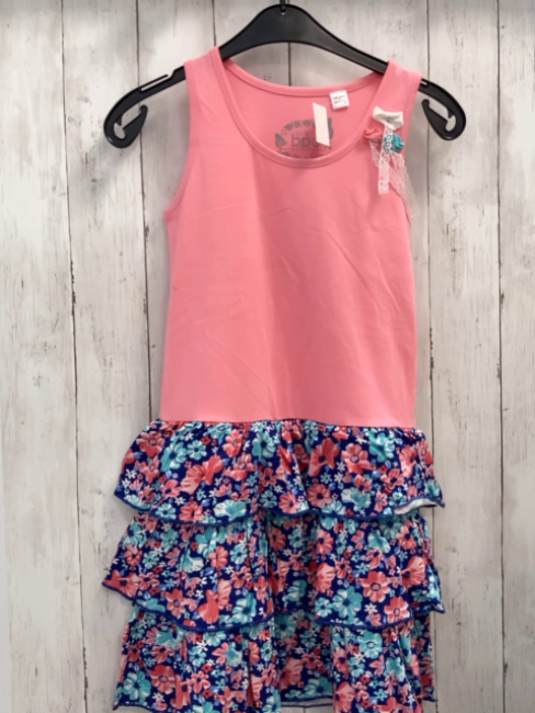 BonPrix  Kleid Gr. 152  rosa Oberteil blauer Rock mit Blumen 