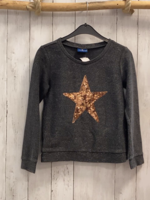 Tom Tailor  Pullover  Gr. 134  grau bronze Pailettenstern 