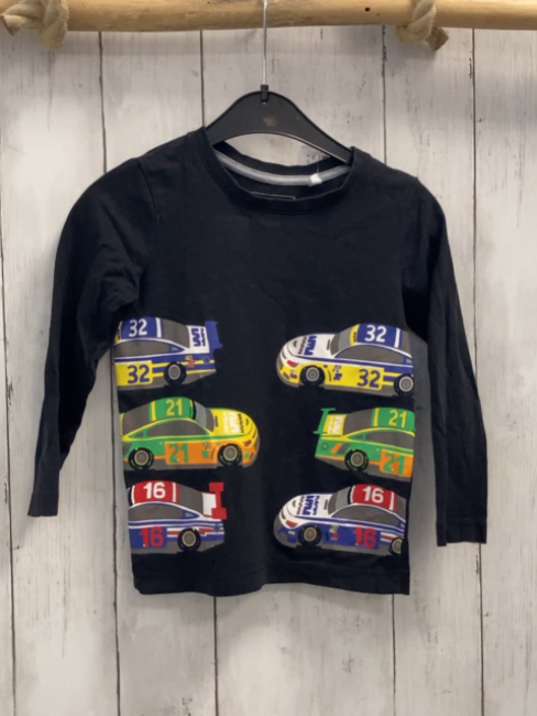   Langarmshirt  Gr. 104  schwarz bunte Fahrzeuge 