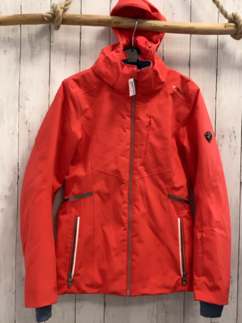 Ziener  Winterjacke  Gr. 36  hellrot mit Kapuze Kragen mit petrol Plüschfutter silber Reißverschlüss 