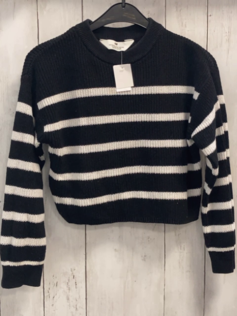 H&M  Pullover  Gr. 134/140  schwarz weiße Streifen Strick Rippen 