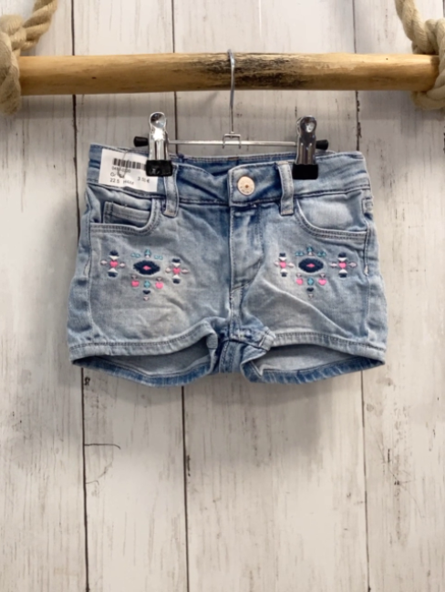 H&M  Shorts  Gr. 98  blau Jeans bestickt Bund verstellbar 