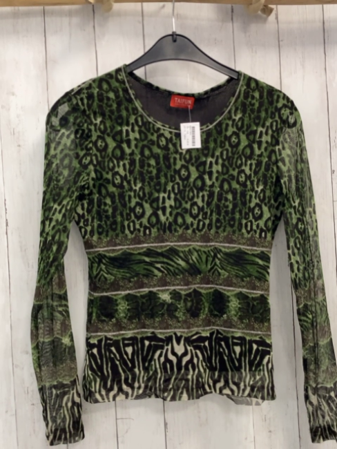 Taifun  Bluse  Gr. 152  grün beige schwarz leoprint