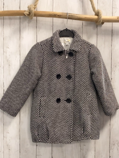 Chicco  Strickmantel  Gr. 110  schwarz weiß gemustert 2 Reihen schwarze Knöpfe Wolloptik 