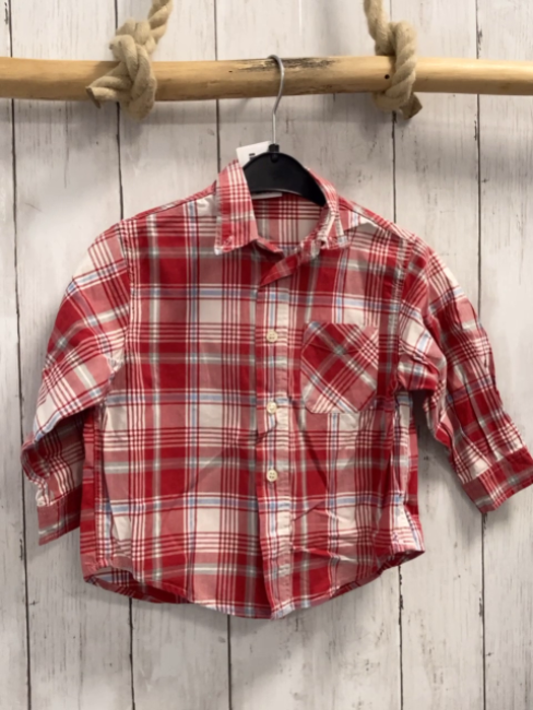 Benetton  Hemd  Gr. 98  rot weiß hellblau hellgrau kariret 