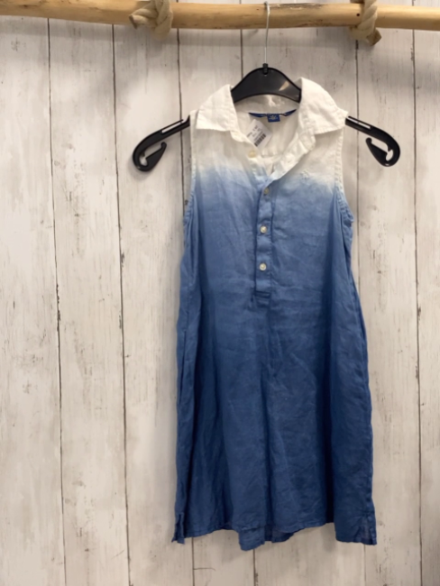 Ralph Lauren  Kleid  Gr. 116  weiß hellblau mit weißem Kragen 