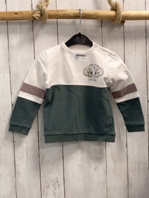   Pullover  Gr. 92  weiß oliv + lavendel Streifen König der Löwen 