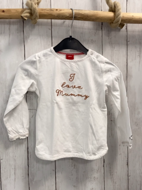 S´Oliver  Langarmshirt  Gr. 86  weiß braune Schrift 