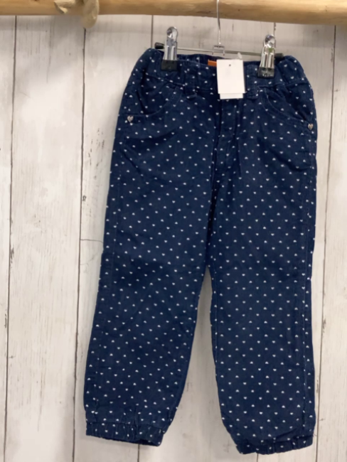   Hose  Gr. 92  blau Kord gefüttert weiße Herzen 