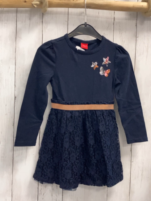 S´Oliver  Kleid  Gr. 98  blau Schmetterlinge mit Pailetten Tüllrock mit Bumenstickerei 