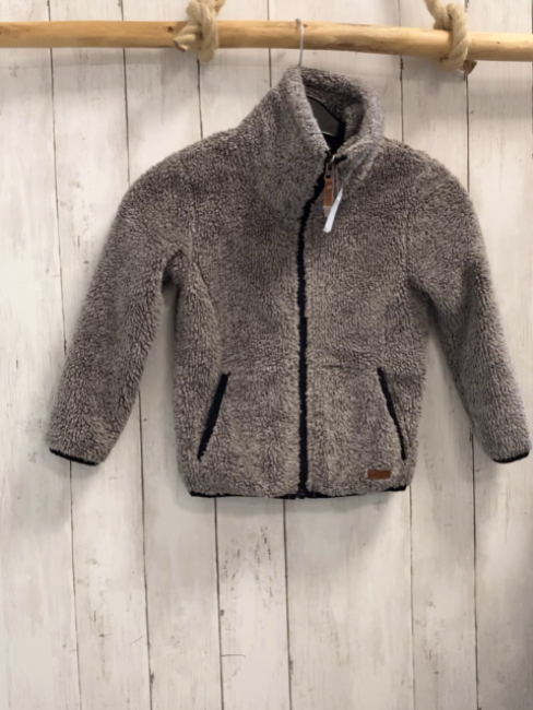 Protest  Teddyjacke  Gr. 116  hellgrau schwarzer Bund + Reißverschluss 