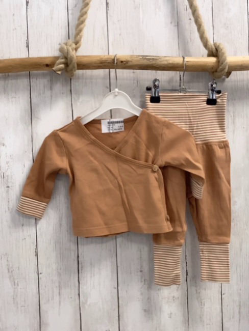 2tlg Alana  Langarmshirt + Leggings  Gr. 62  mocca + weiße Streifen 