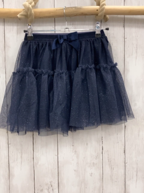 H&M  Rock Gr. 122/128  blau Tüllrüschen mit Glitzerpunkten Schleife 