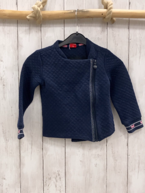 S´Oliver  Sweatjacke  Gr. 104  blau Rauten silber Glitzerstreifen rosa Schmetterlinge 