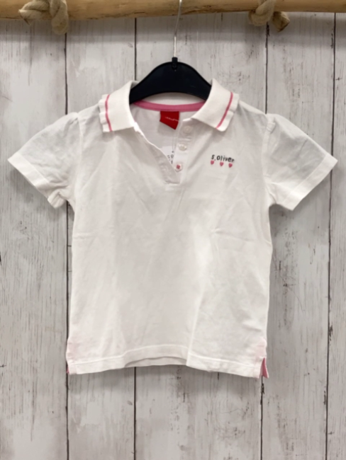 S´Oliver  T-Shirt  Gr. 86  weiß Polokragen mit rosa Streifen 