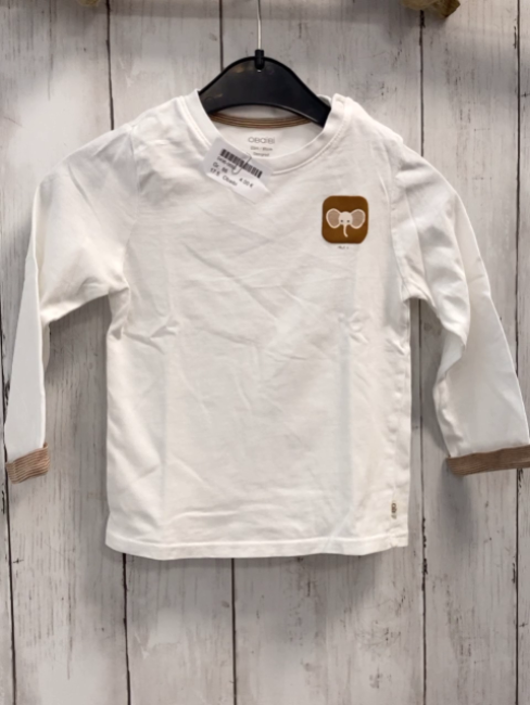Obaibi  Langarmshirt  Gr. 86  weiß Elefant brauner Bund 