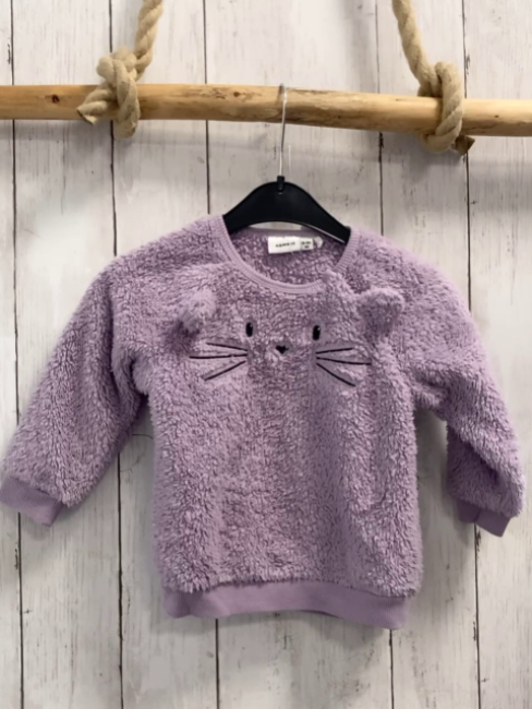 name it  Pullover  Gr. 80  lavendel Plüsch Tiergesicht 