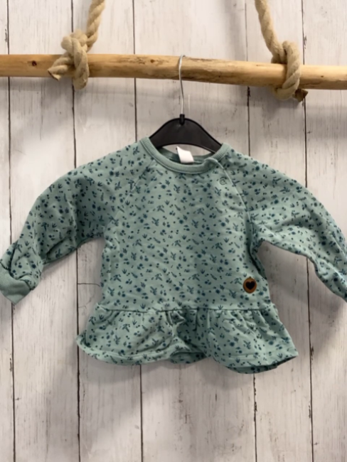   Pullover  Gr. 74  mint petrol Blätter 