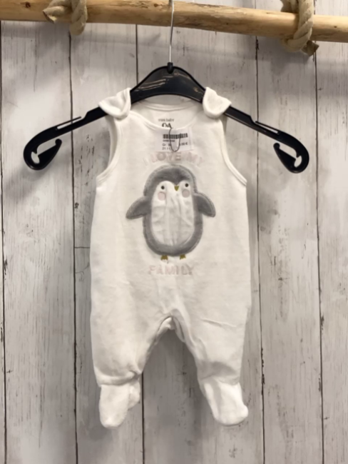   Strampler  Gr. 56  weiß Pinguin 