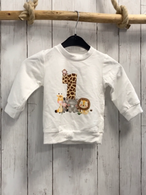   Langarmshirt  Gr. 80  weiß Tiere "1" 