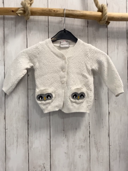   Strickjacke  Gr. 74  weiß Eulen 