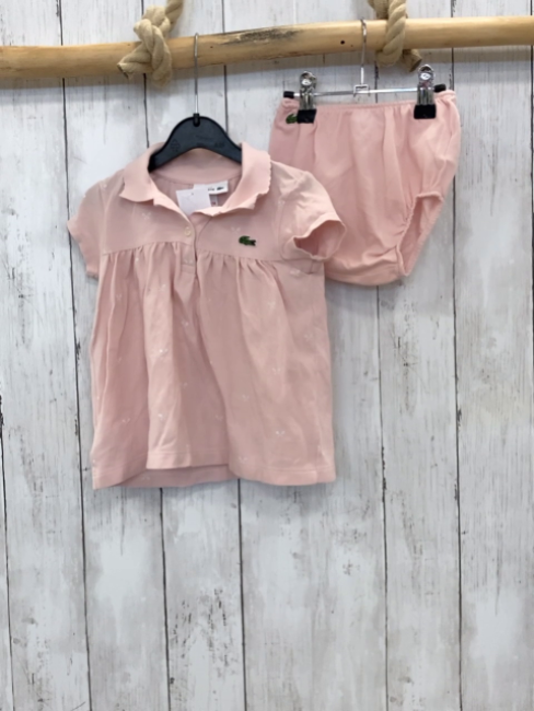 2tlg Lacoste  T-Shirt + Shorts  Gr. 86  rosa Polokragen weiße Tennisschläger 