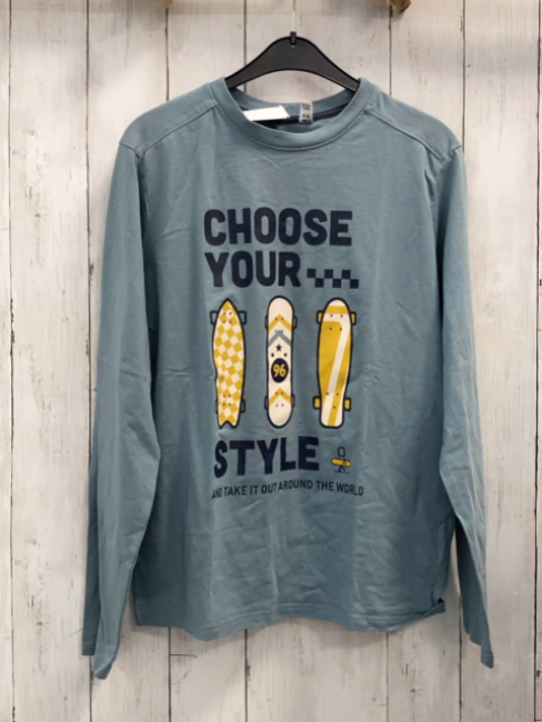 Okaidi  Langarmshirt  Gr. 164  mint Skateboards Schrift 