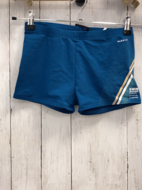 Decathlon  Badehose  Gr. 152  petrol Streifen Punkte Schrift 