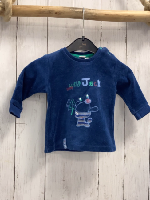 Bob der Bär  Pullover  Gr. 62  blau Nicky Tier Schrift Bäume 