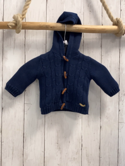 Noppies  Strickjacke  Gr. 56  blau Strick Zöpfe Teddyfutter 